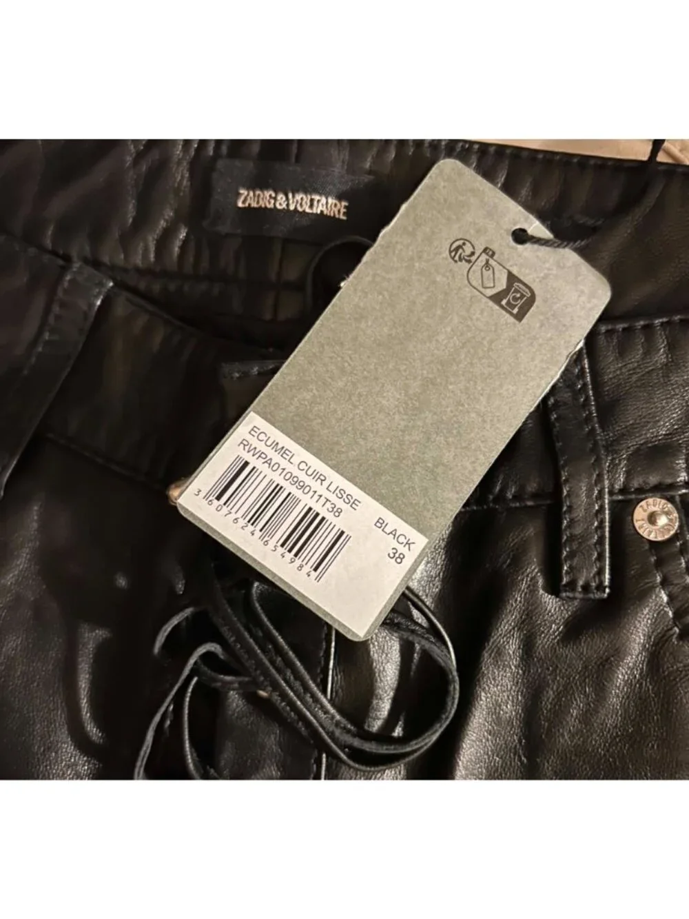 NWT $1k Zadig & Voltaire High Rise Lace Up Corset Flare Leather Pants Black Size